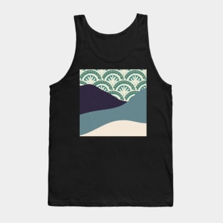 Contemporary abstract mountains and hills with geometric pattern background digital design illustration Tank Top